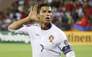 Ronaldo takes in the applause after scoring against Armenia